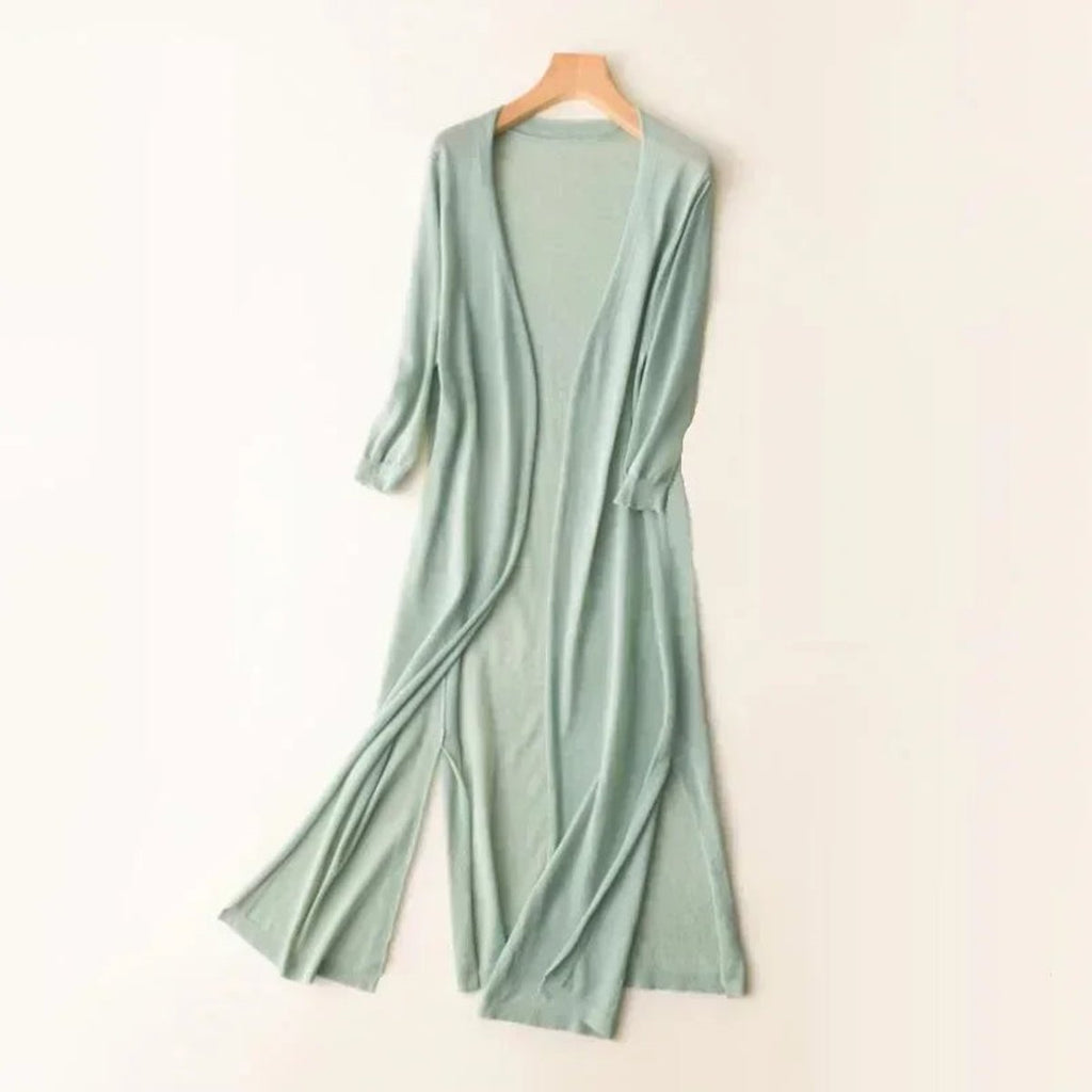 Mia | Cardigan long en tricot léger ouvert devant pour femmes