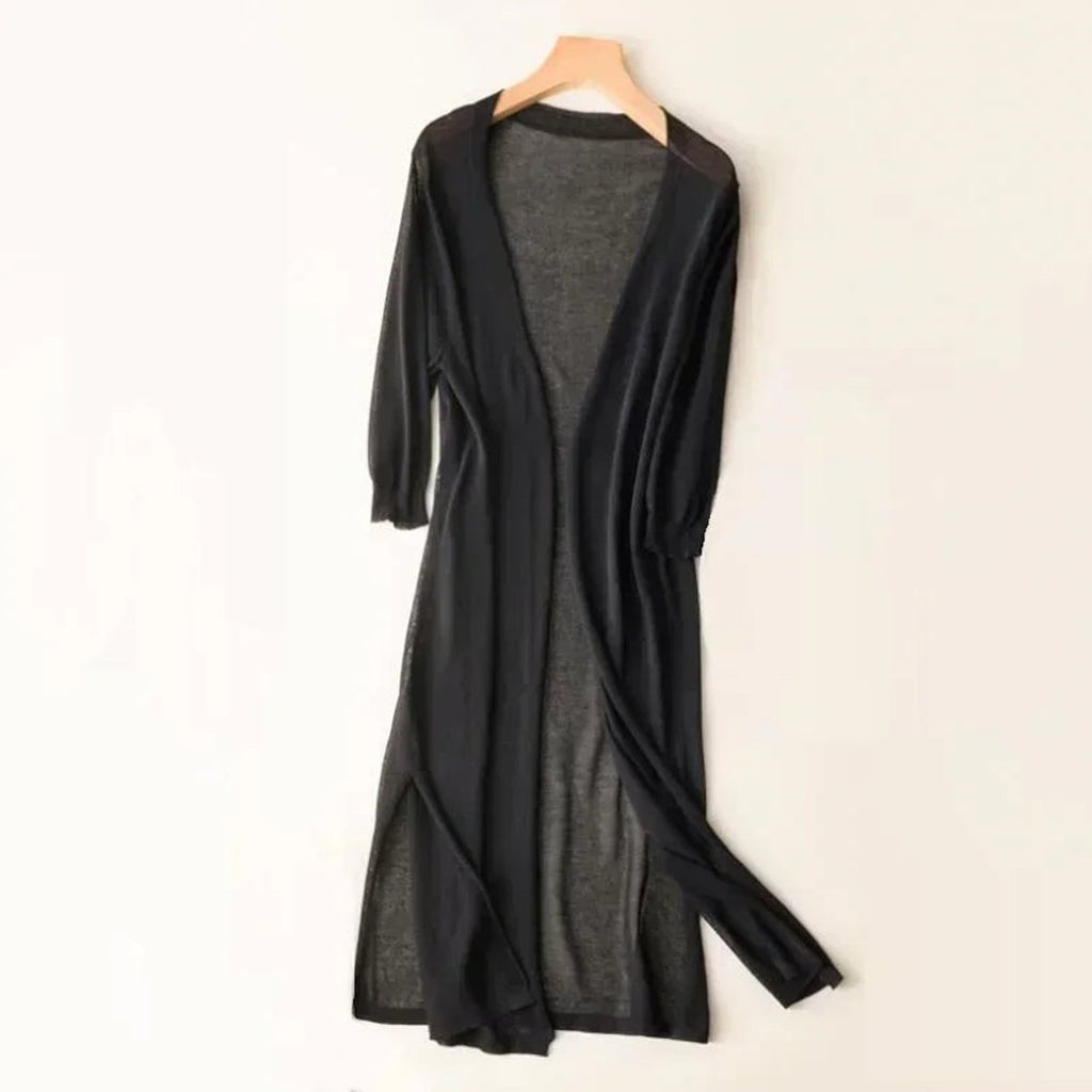 Mia | Cardigan long en tricot léger ouvert devant pour femmes