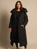 Grace | Manteau long en duvet à capuche pour femmes avec ceinture