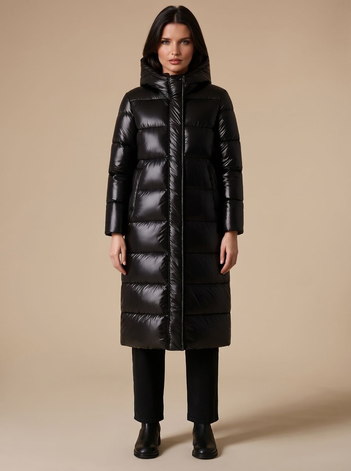 Penelope | Veste Puffer Longue Matelassée à Capuche pour Femme