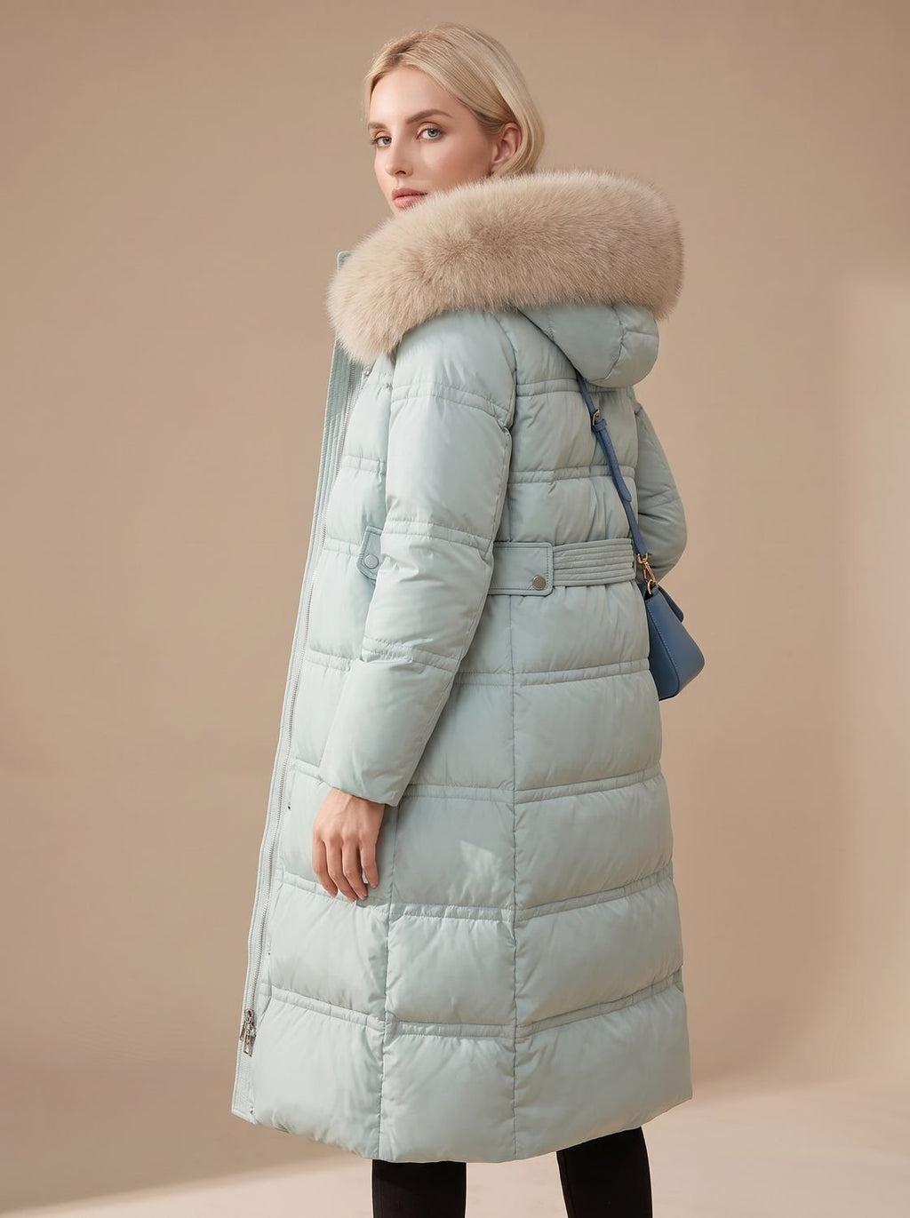 Evelyn | Manteau d'hiver long en duvet de luxe pour femmes avec capuche en fourrure