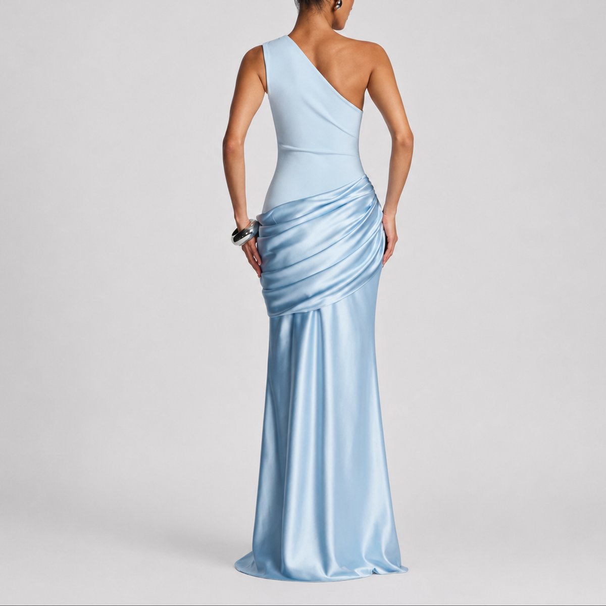 Mia | Robe Maxi Satin Drapée à Une Épaule pour Femmes - Invité de Mariage Automne