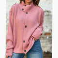Amelia | Cardigan en tricot surdimensionné à boutons sur le devant et col montant pour femmes