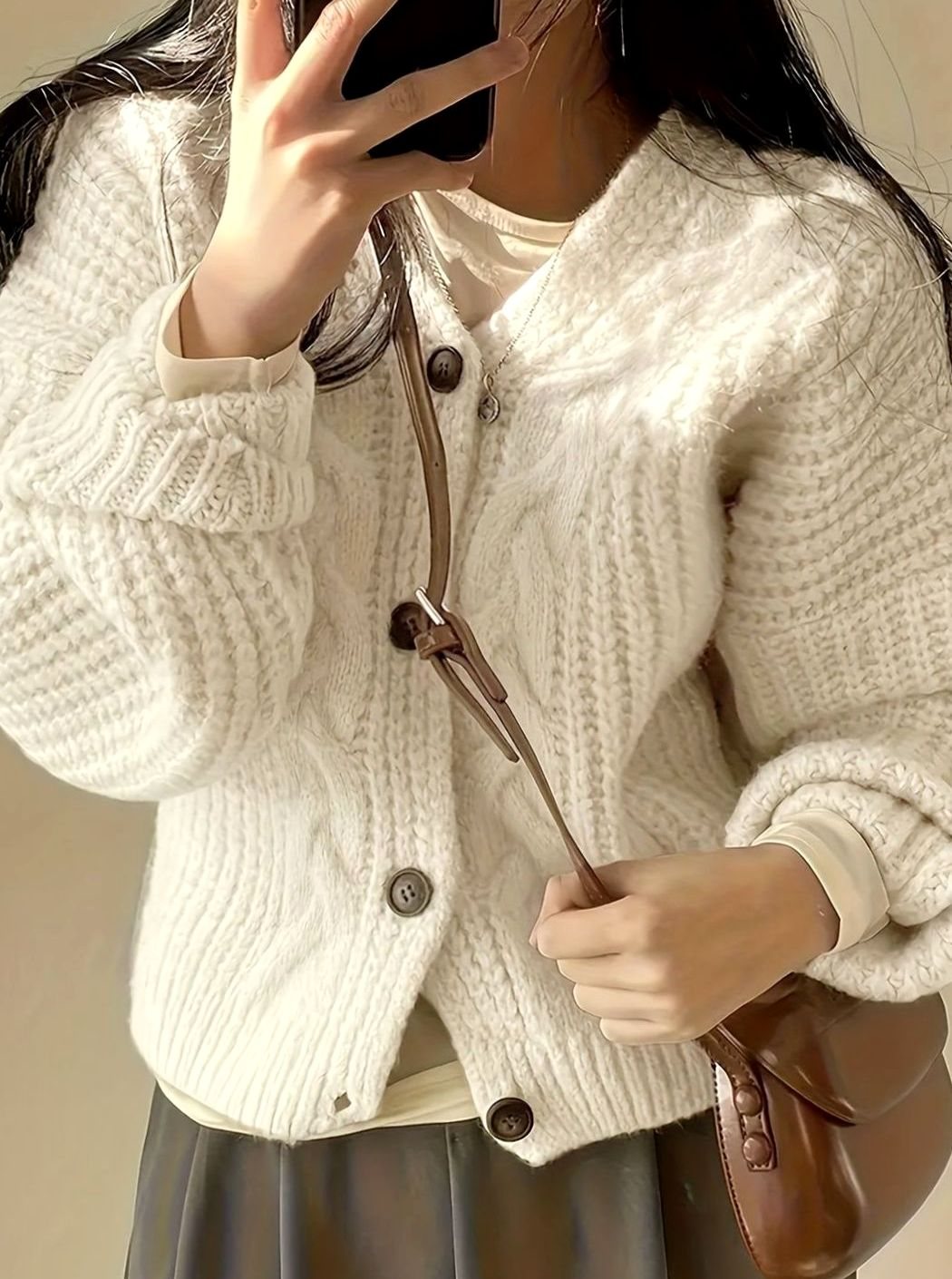 Harper | Cardigan Femme Oversize en Tricot à Câbles avec Boutons