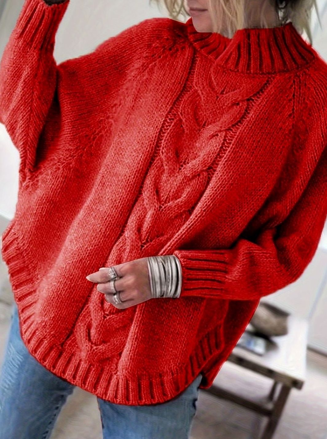 Olivia | Pull oversized en tricot à col montant pour femmes