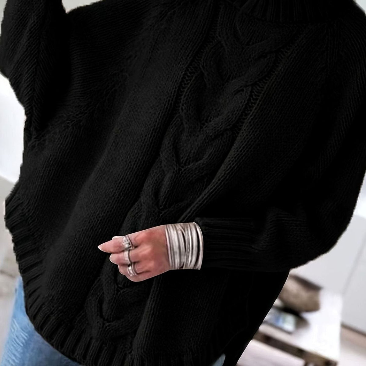 Olivia | Pull oversized en tricot à col montant pour femmes
