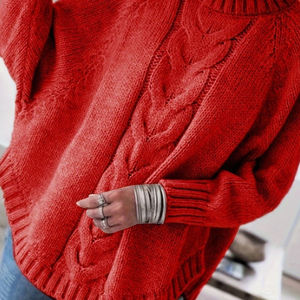 Olivia | Pull oversized en tricot à col montant pour femmes