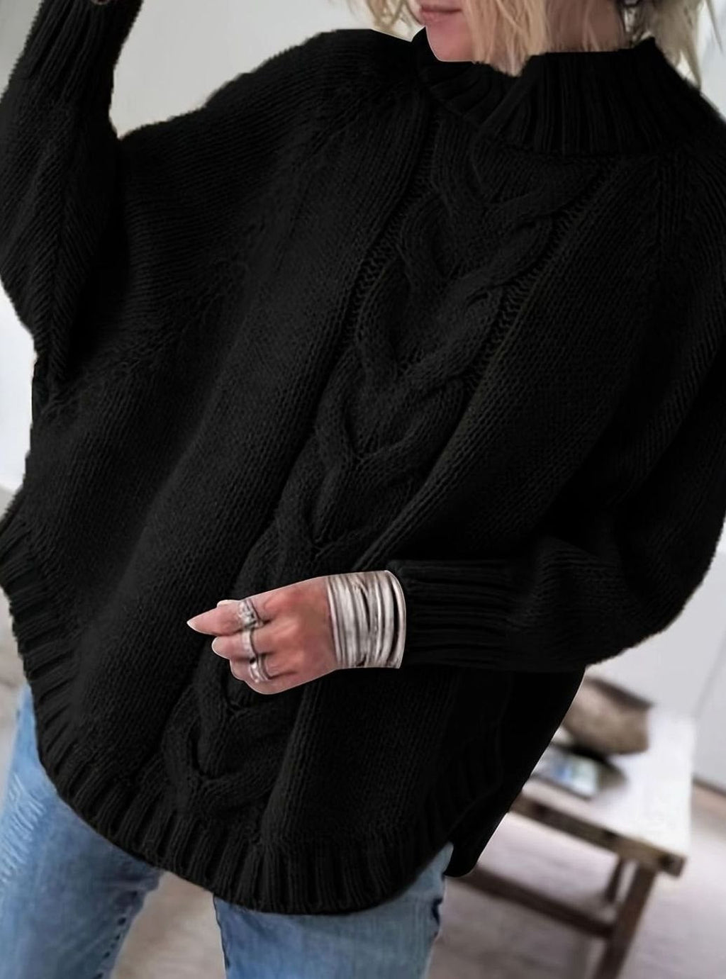 Olivia | Pull oversized en tricot à col montant pour femmes