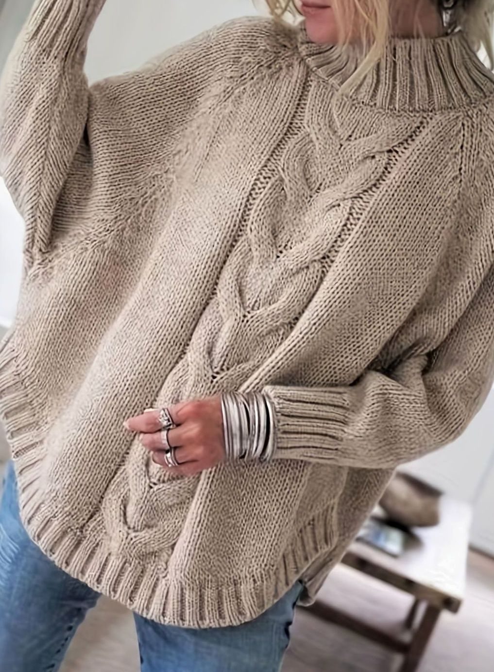 Olivia | Pull oversized en tricot à col montant pour femmes
