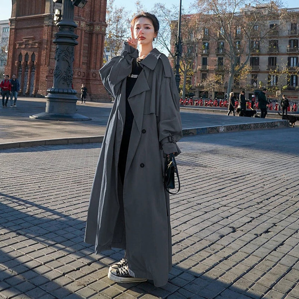Evelyn | Manteau long en trench oversize à double boutonnage pour femmes