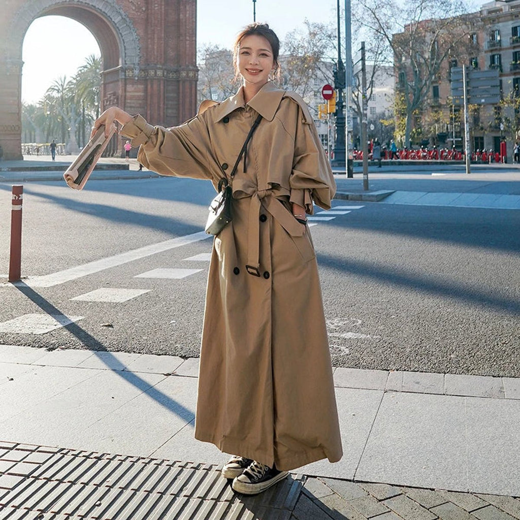 Evelyn | Manteau long trench oversize à double boutonnage pour femmes