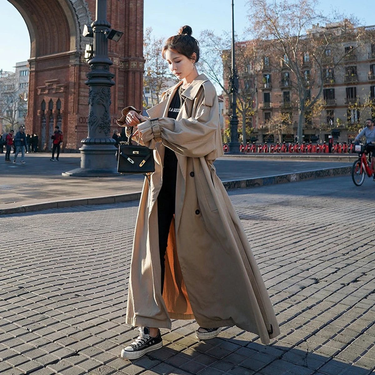 Evelyn | Manteau long en trench oversize à double boutonnage pour femmes