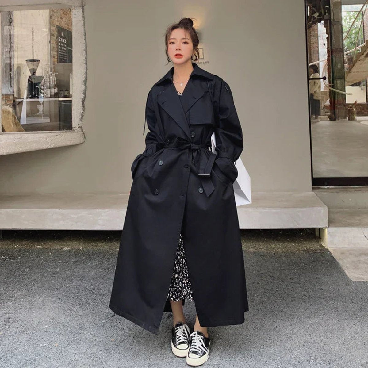 Evelyn | Manteau long en trench oversize à double boutonnage pour femmes