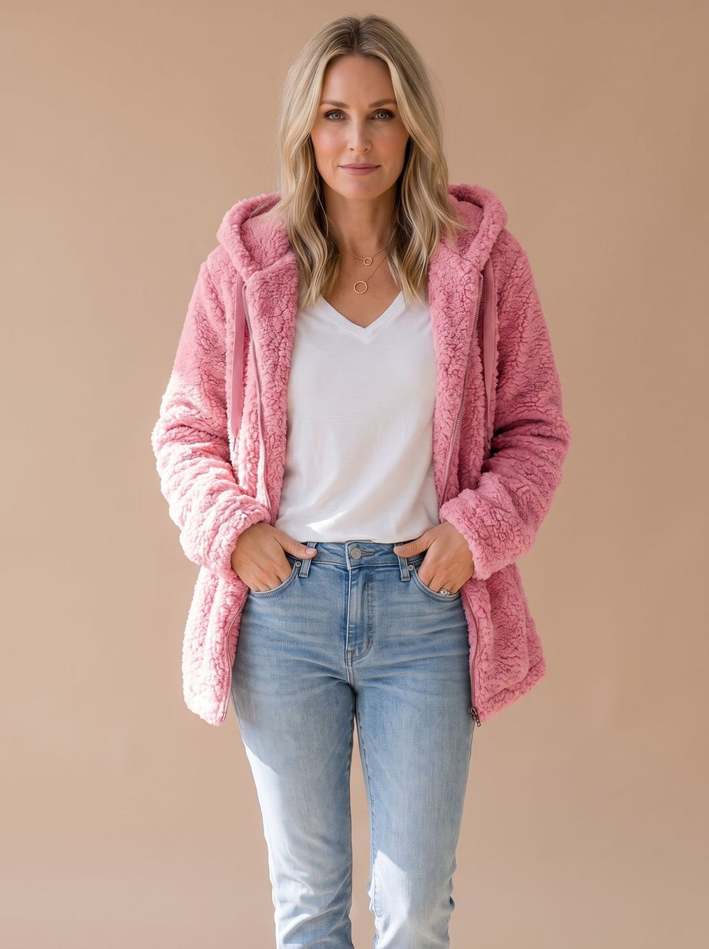 Evelyn | Manteau zippé en polaire teddy oversized pour femmes
