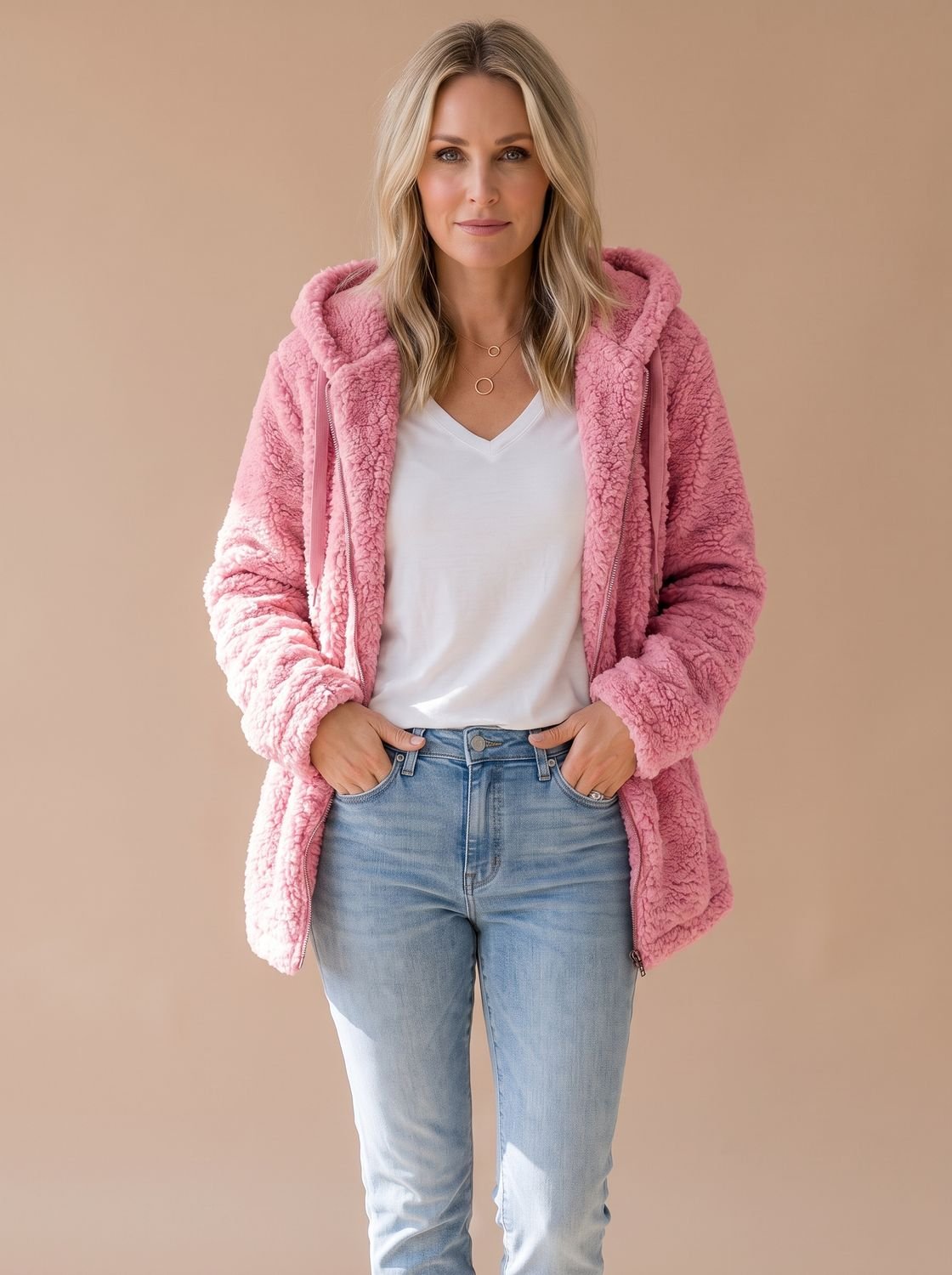Evelyn | Manteau zippé en polaire teddy oversized pour femmes