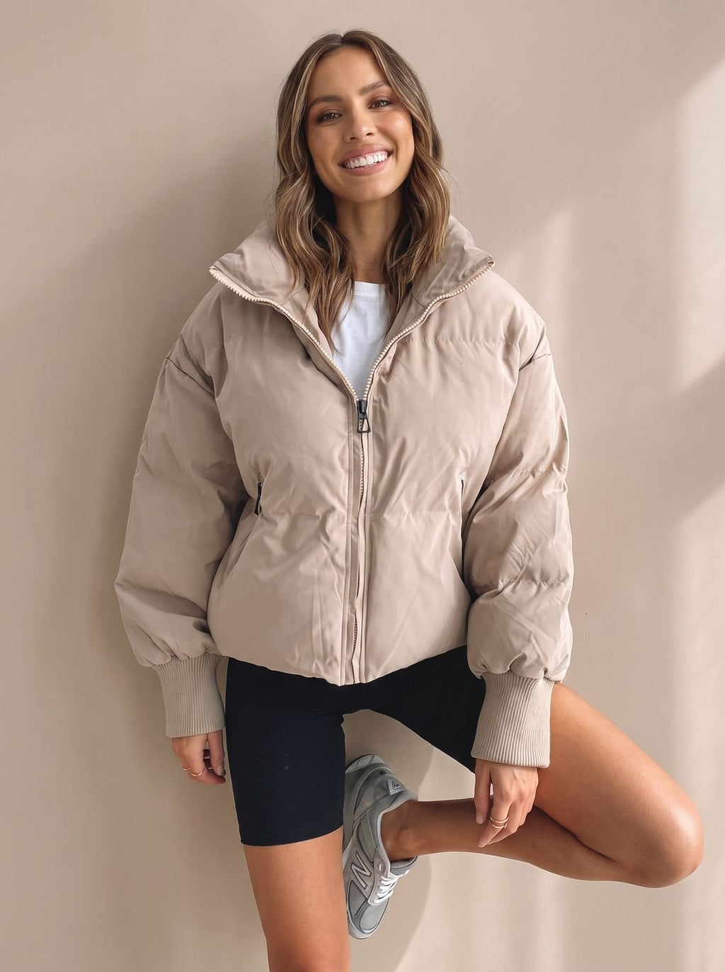 Grace | Veste Puffer Oversized Femme avec Col Montant et Poignets Côtelés