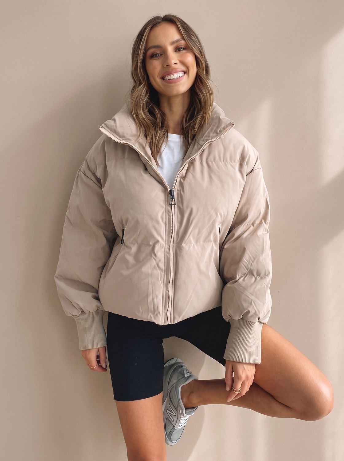 Grace | Veste Puffer Oversized Femme avec Col Montant et Poignets Côtelés