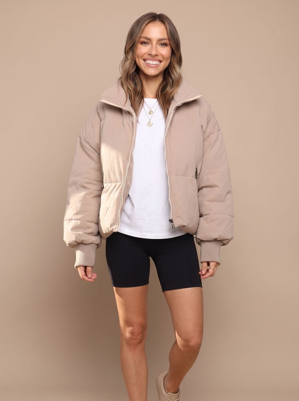 Grace | Veste Puffer Oversized Femme avec Col Montant et Poignets Côtelés