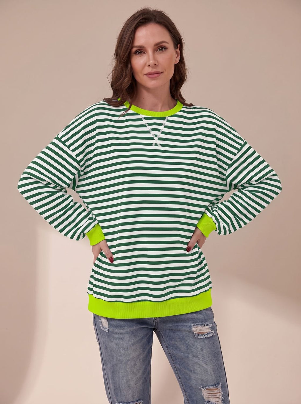 Penelope | Sweat-shirt rétro oversized à rayures pour femmes
