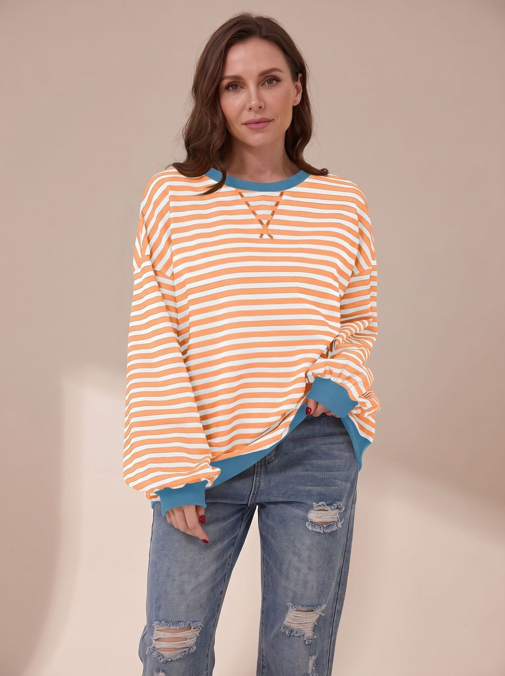 Penelope | Sweat-shirt rétro oversized à rayures pour femmes