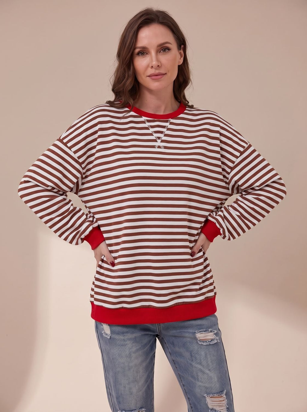Penelope | Sweat-shirt rétro oversized à rayures pour femmes