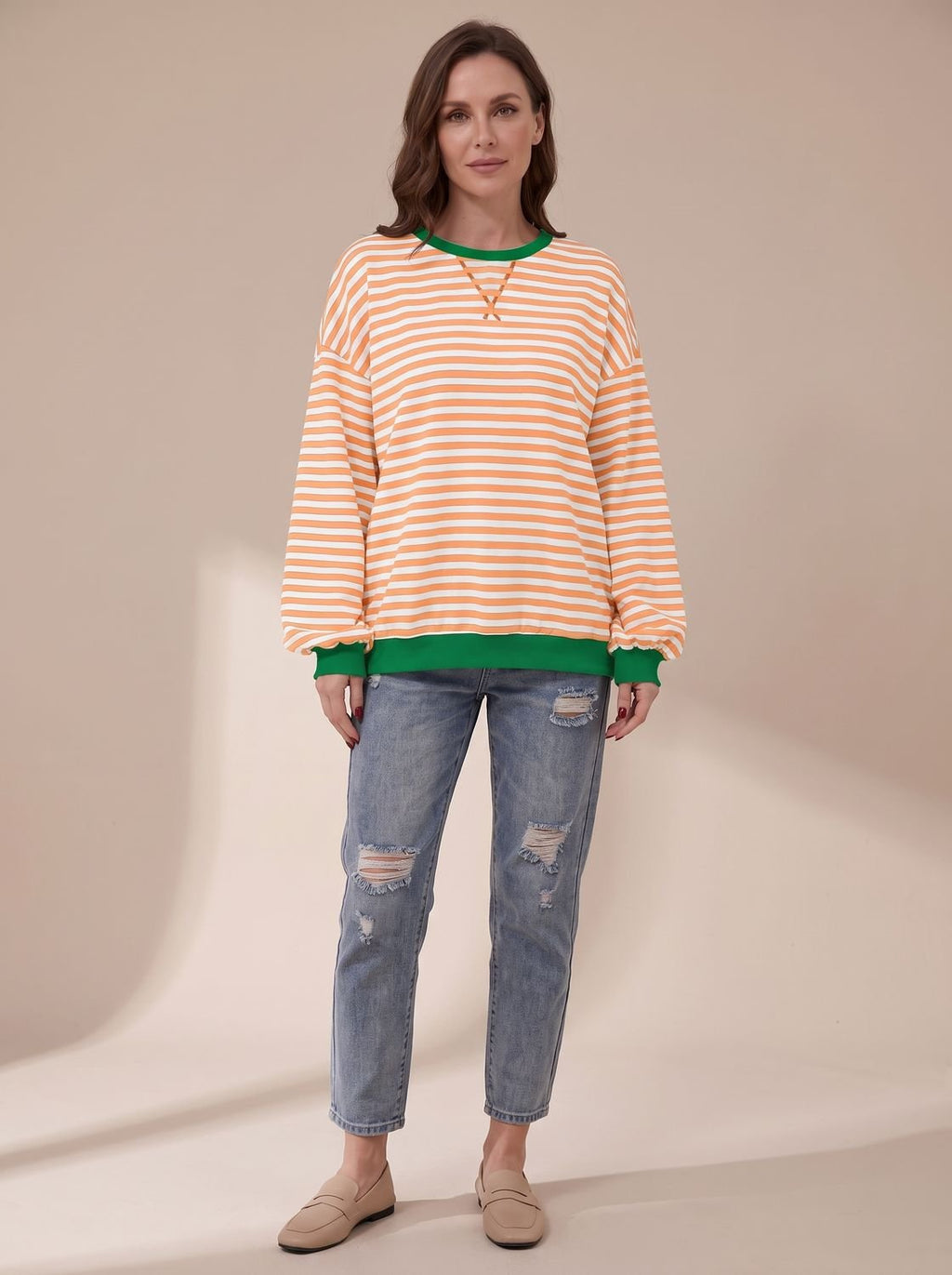 Penelope | Sweat-shirt rétro oversized à rayures pour femmes