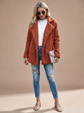 Layla | Veste Teddy Oversize Femme à Double Boutonnage et Revers Notché