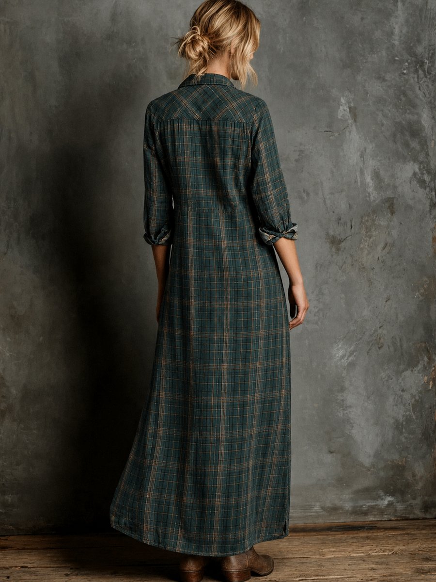 Emma | Robes Formelles Maxi Chemise en Flanelle à Carreaux pour Femmes