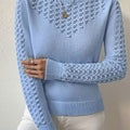 Layla | Pull à col rond en tricot pointelle pour femmes à manches longues