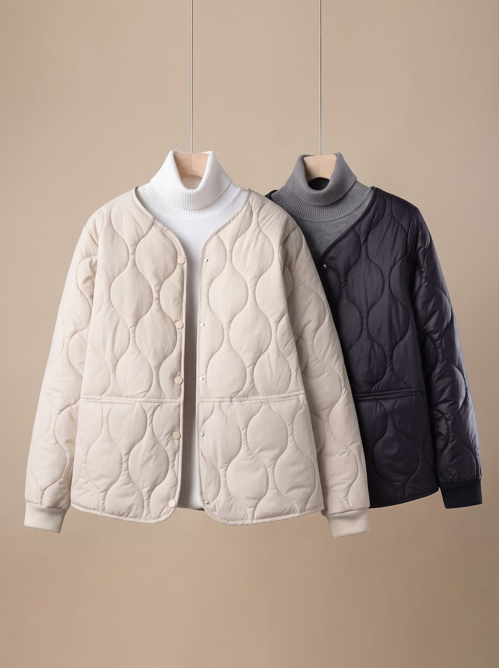 Isabella | Veste matelassée en coton pour femmes avec col en V et boutons-pression
