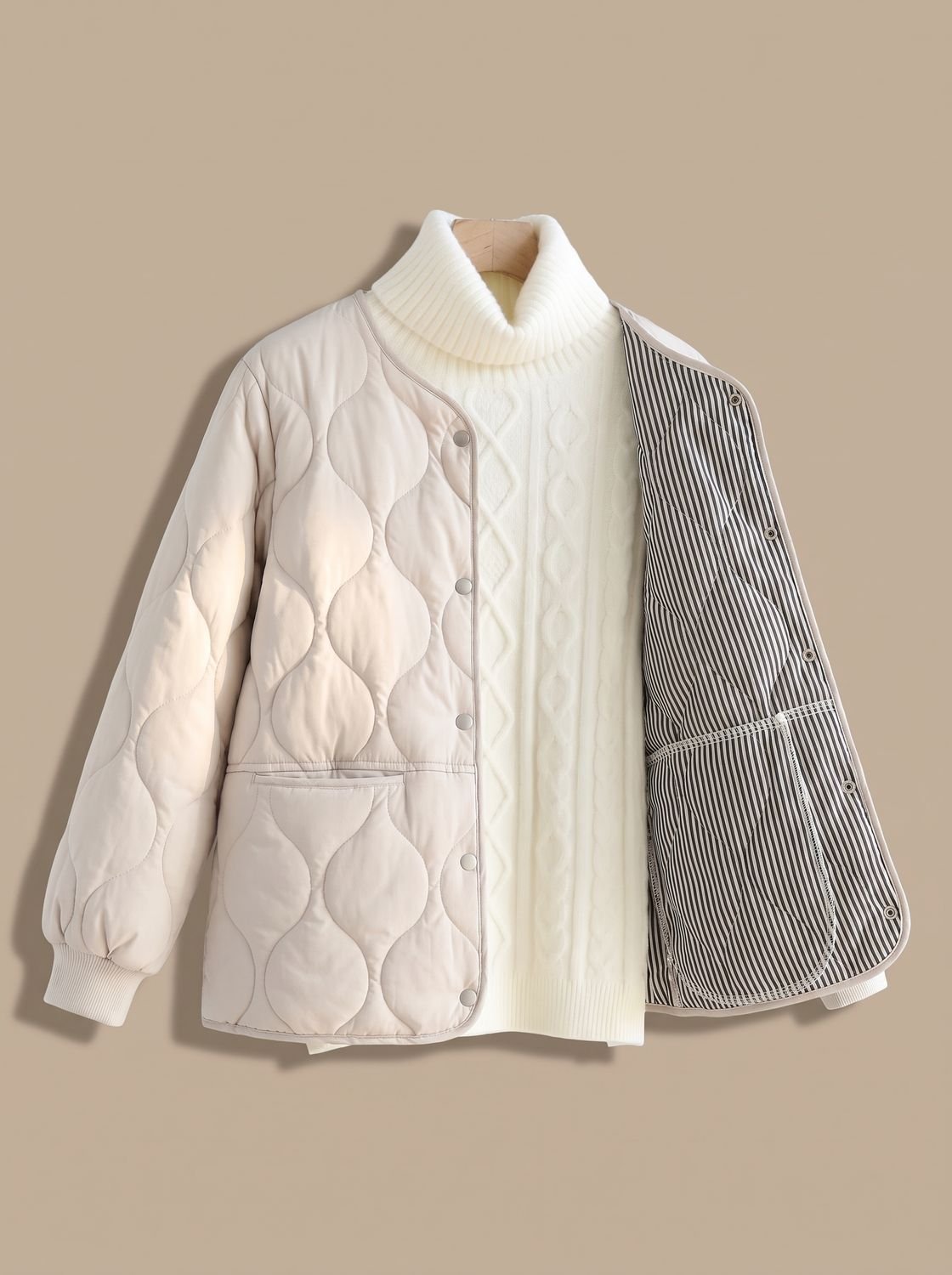 Isabella | Veste matelassée en coton pour femmes avec col en V et boutons-pression