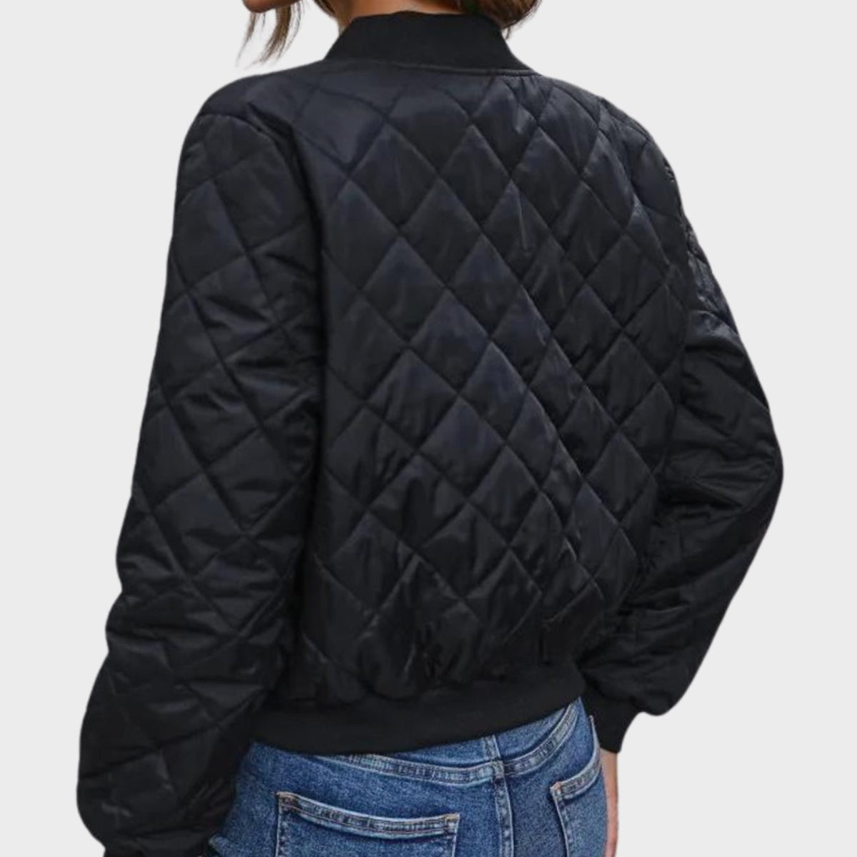 Olivia | Veste Bomber Cropped Matelassée à Côtés en Diamant pour Femmes