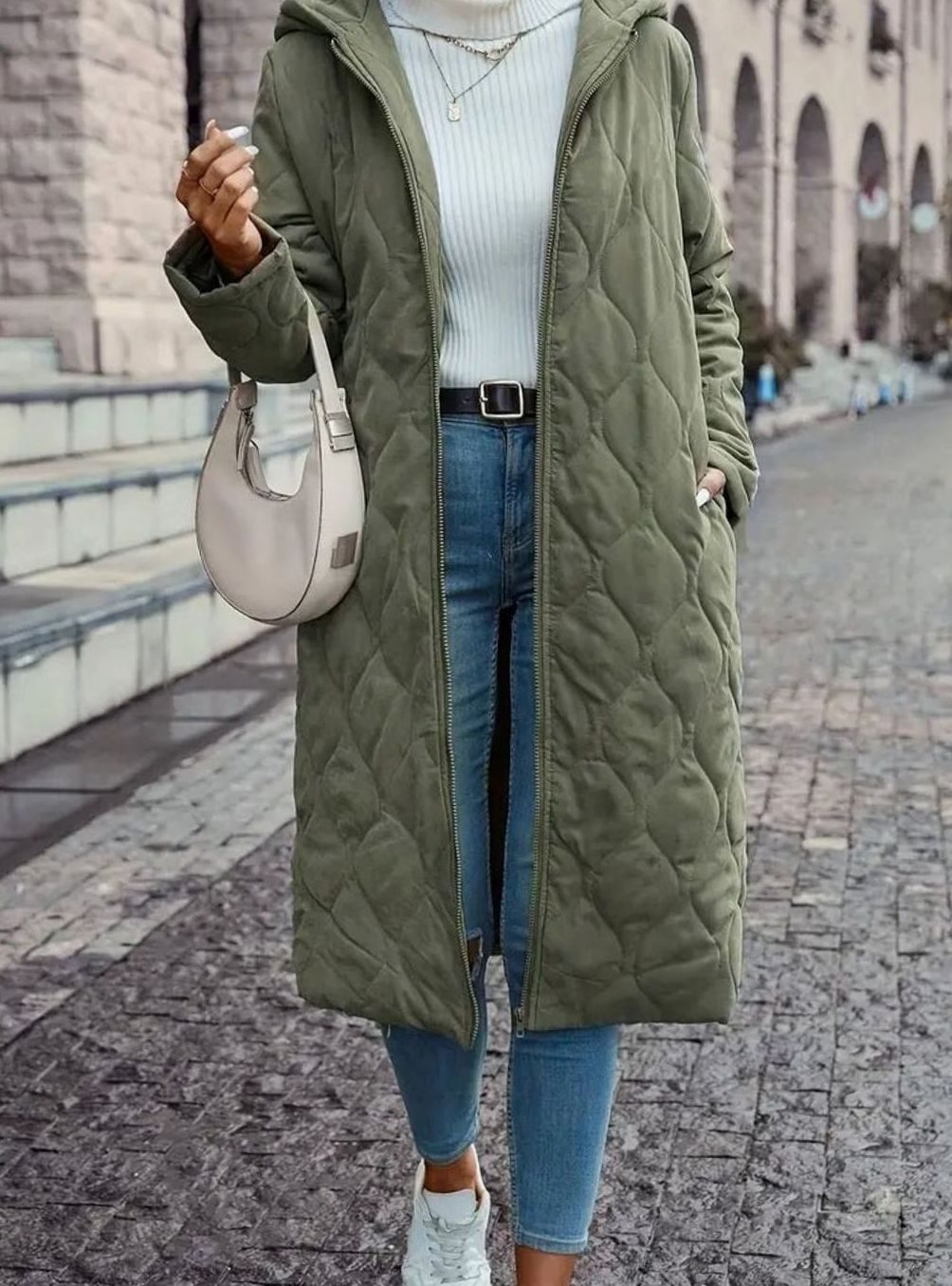 Madison | Veste matelassée à capuche pour femmes, manteau long zippé