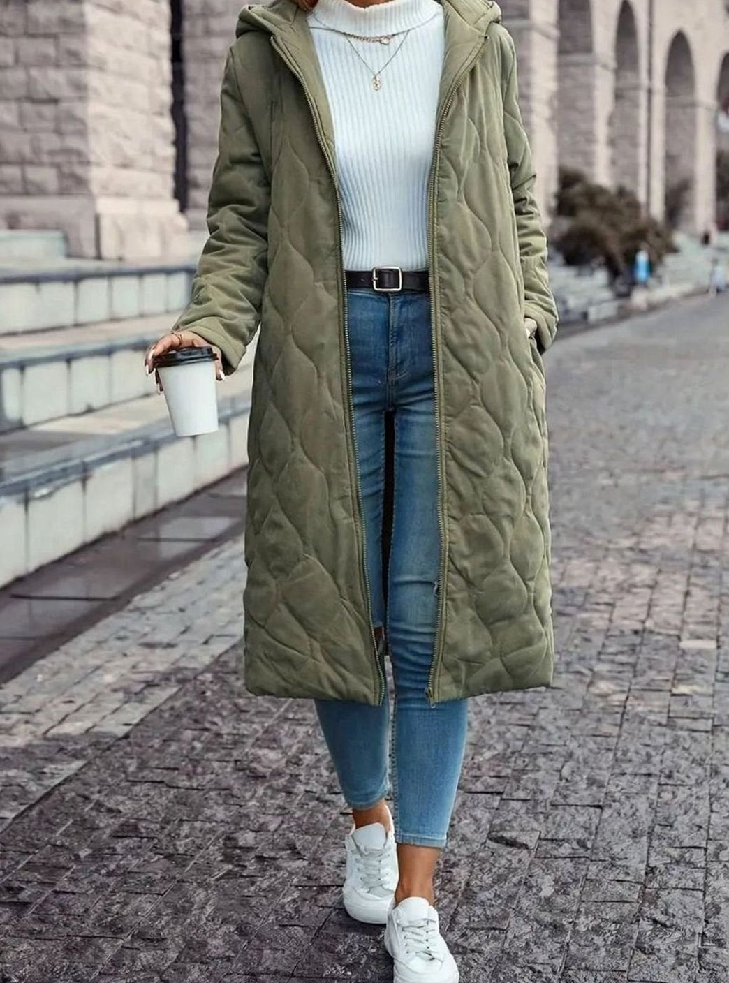 Madison | Veste matelassée à capuche pour femmes, manteau long zippé