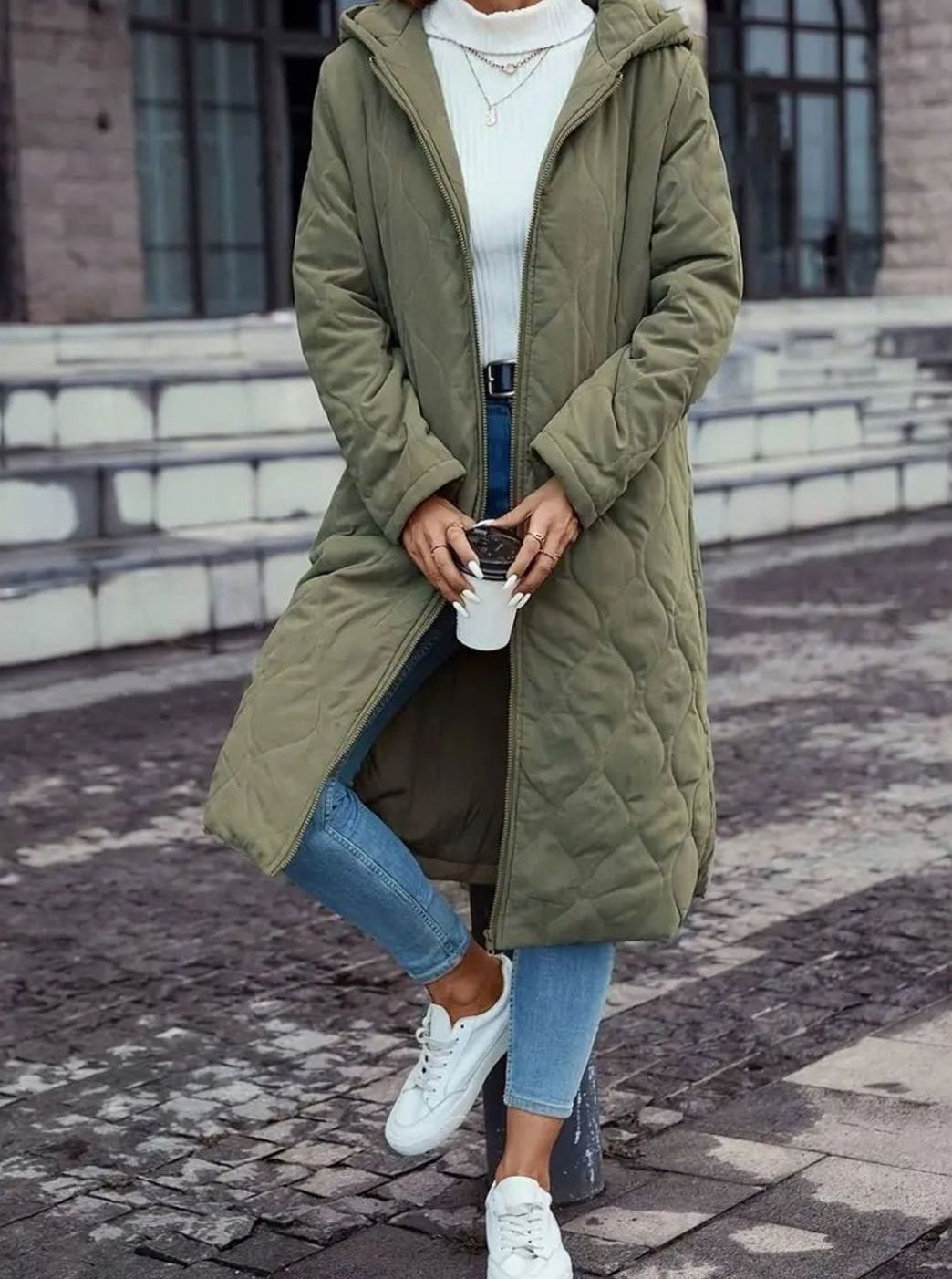 Madison | Veste matelassée à capuche pour femmes, manteau long zippé