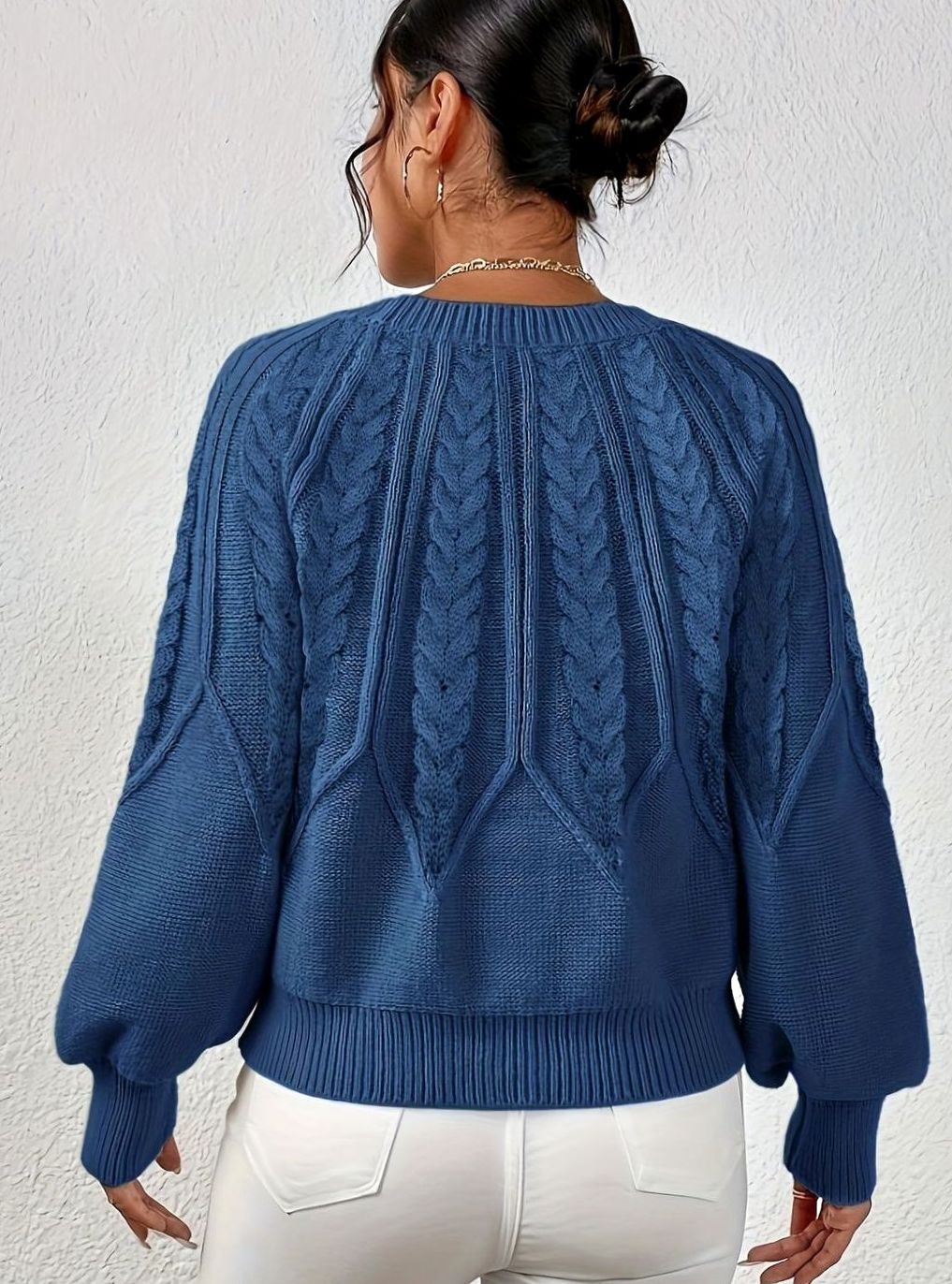 Sophia | Pull à manches lanternes en tricot torsadé pour femmes