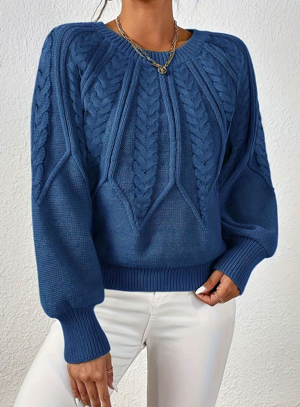 Sophia | Pull à manches lanternes en tricot torsadé pour femmes