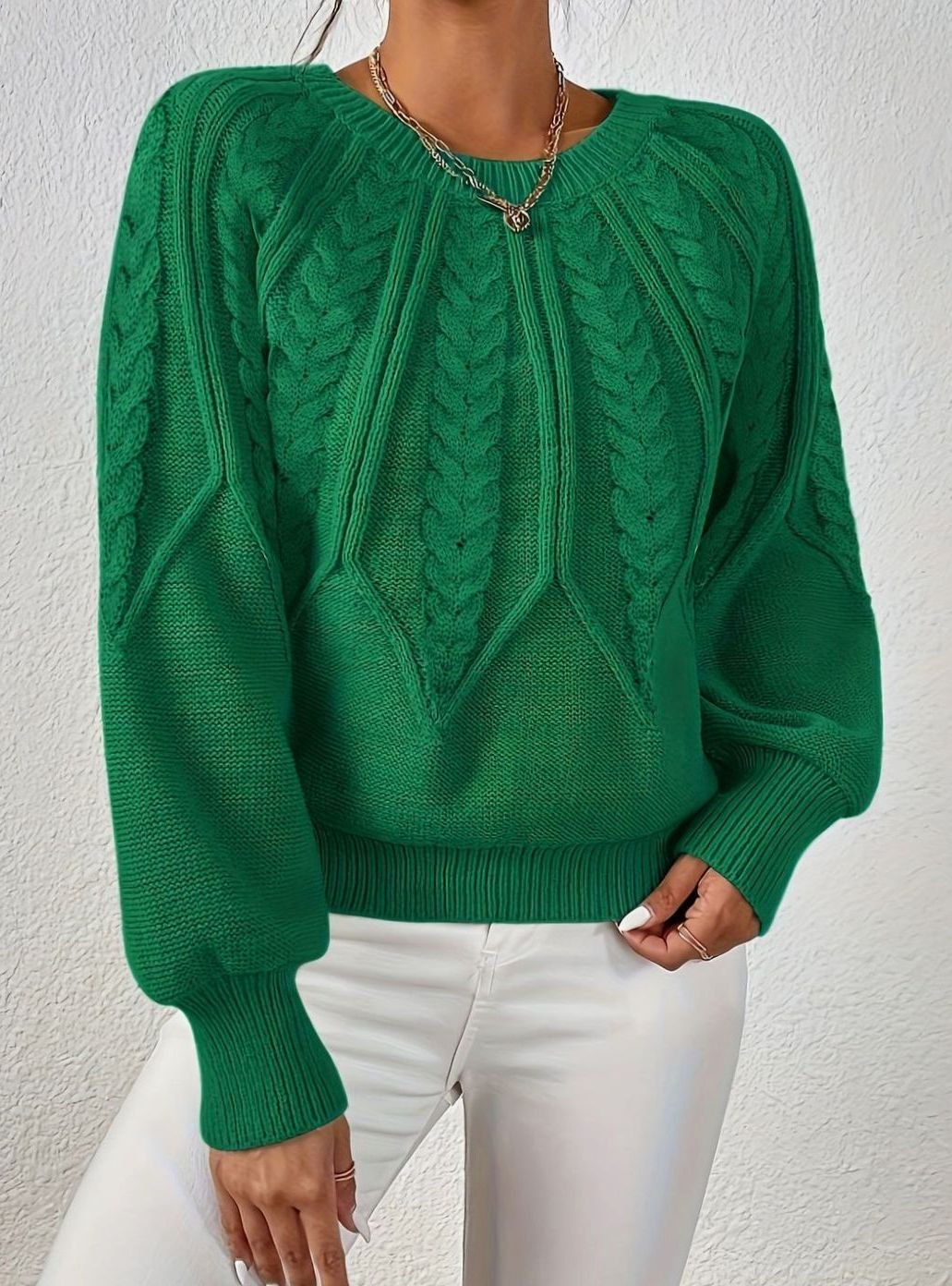 Sophia | Pull à manches lanternes en tricot torsadé pour femmes