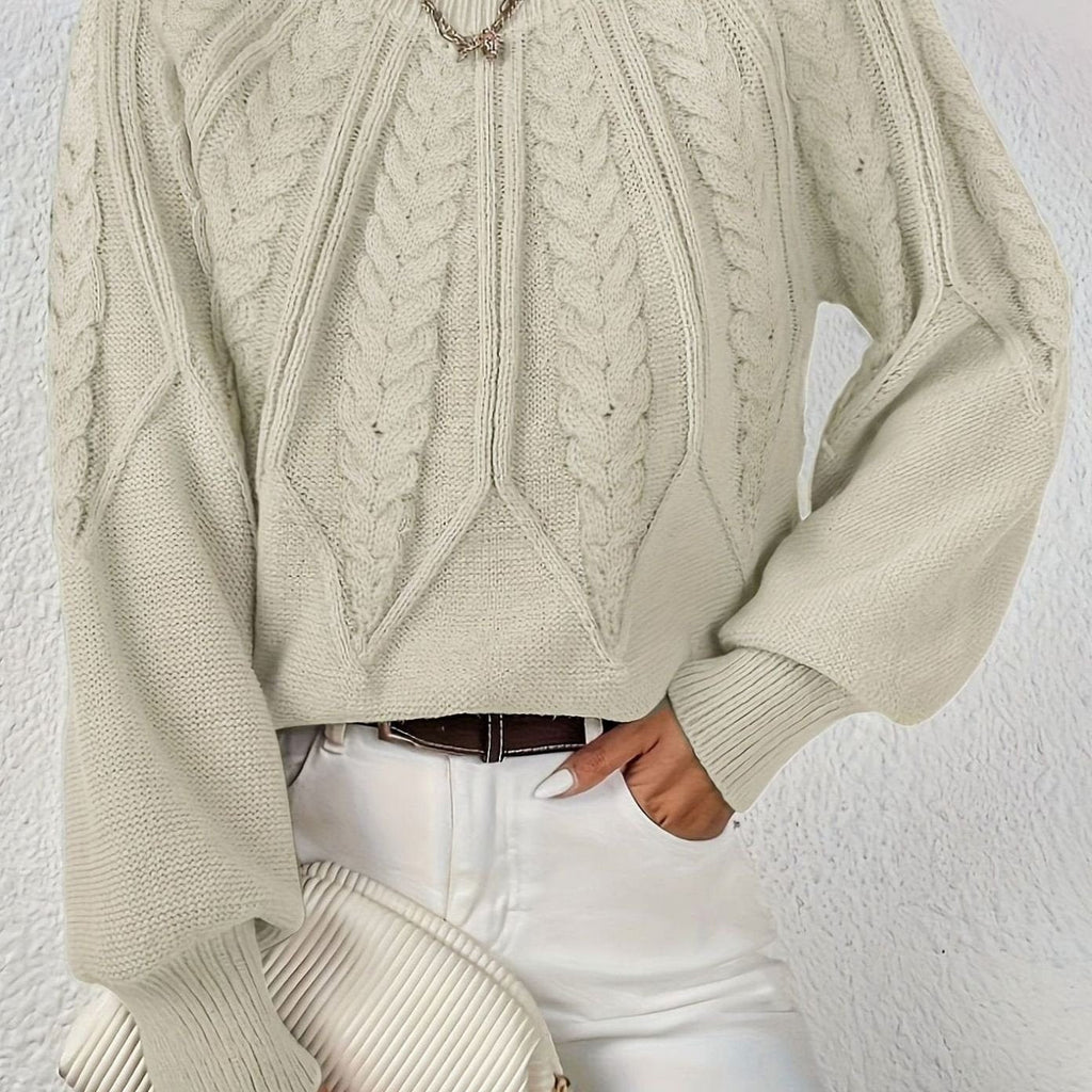 Sophia | Pull à manches lanternes en tricot torsadé pour femmes