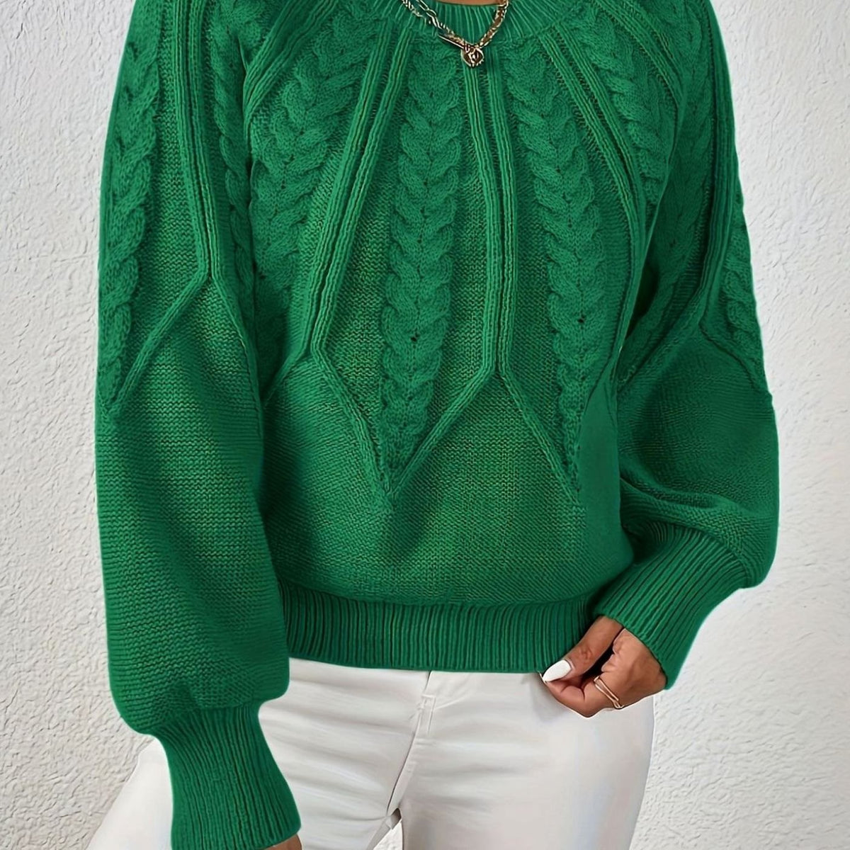 Sophia | Pull à manches lanternes en tricot torsadé pour femmes