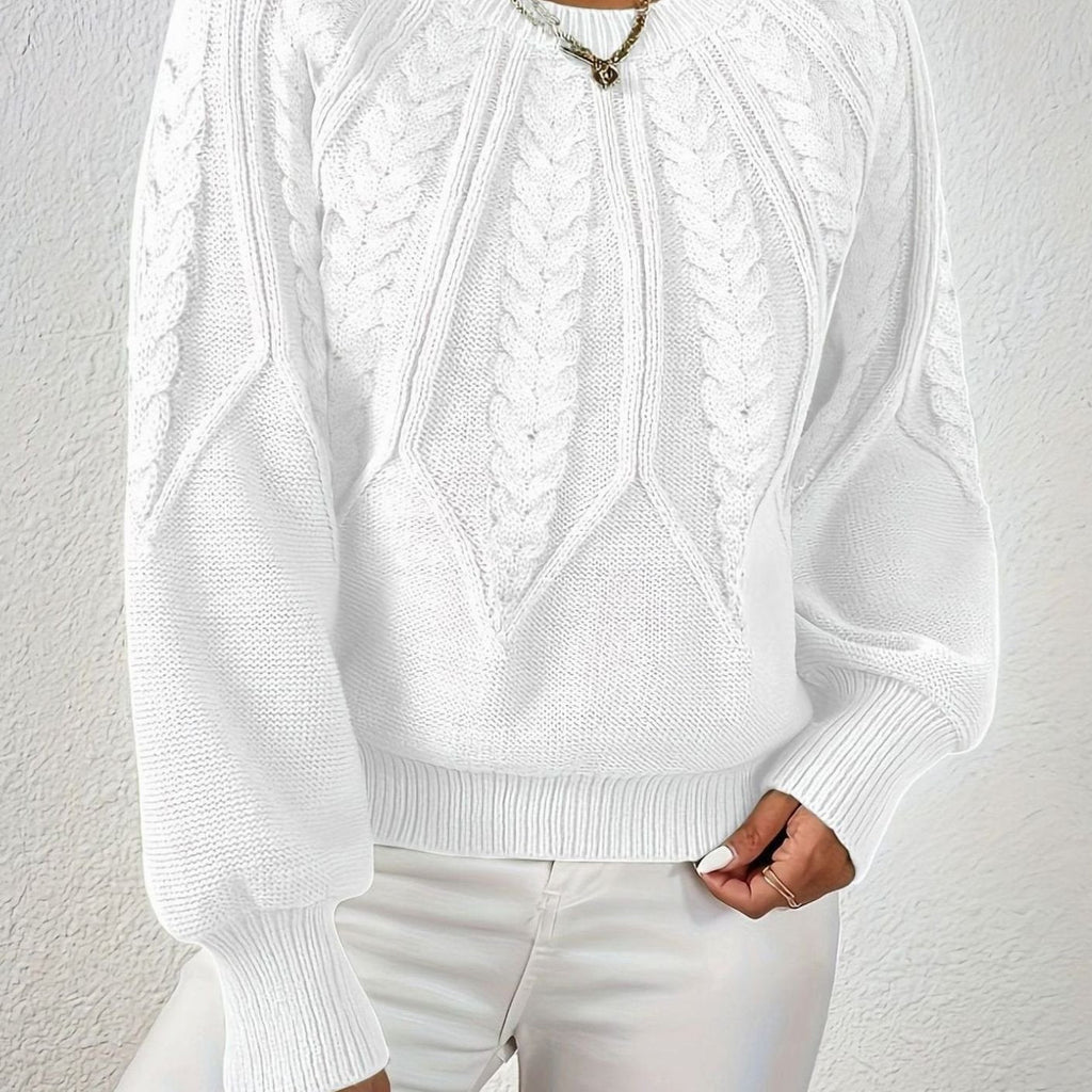 Sophia | Pull à manches lanternes en tricot torsadé pour femmes