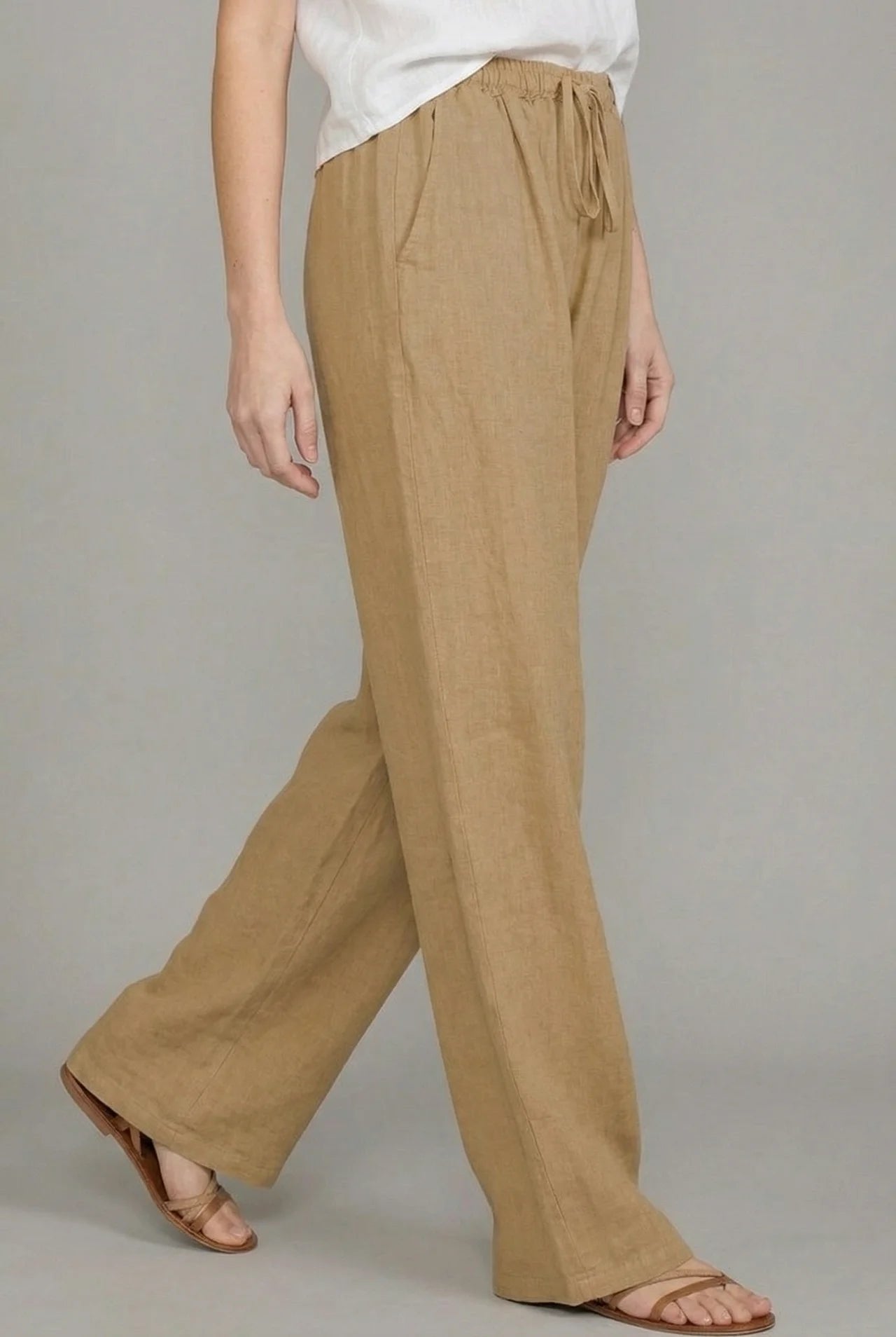 Amelia | Pantalons larges à cordon de serrage pour femmes en lin d'été