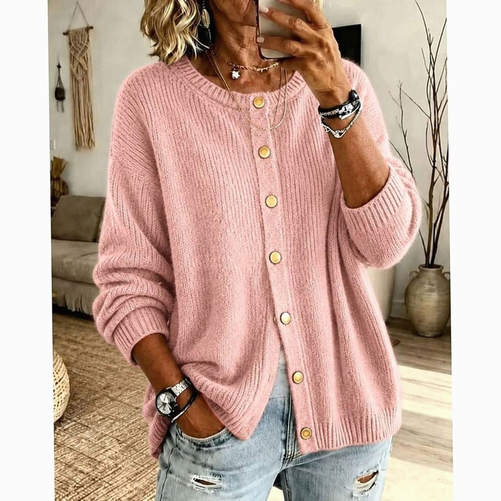 Sophia | Gilet tricoté à boutons devant pour femme, coupe décontractée