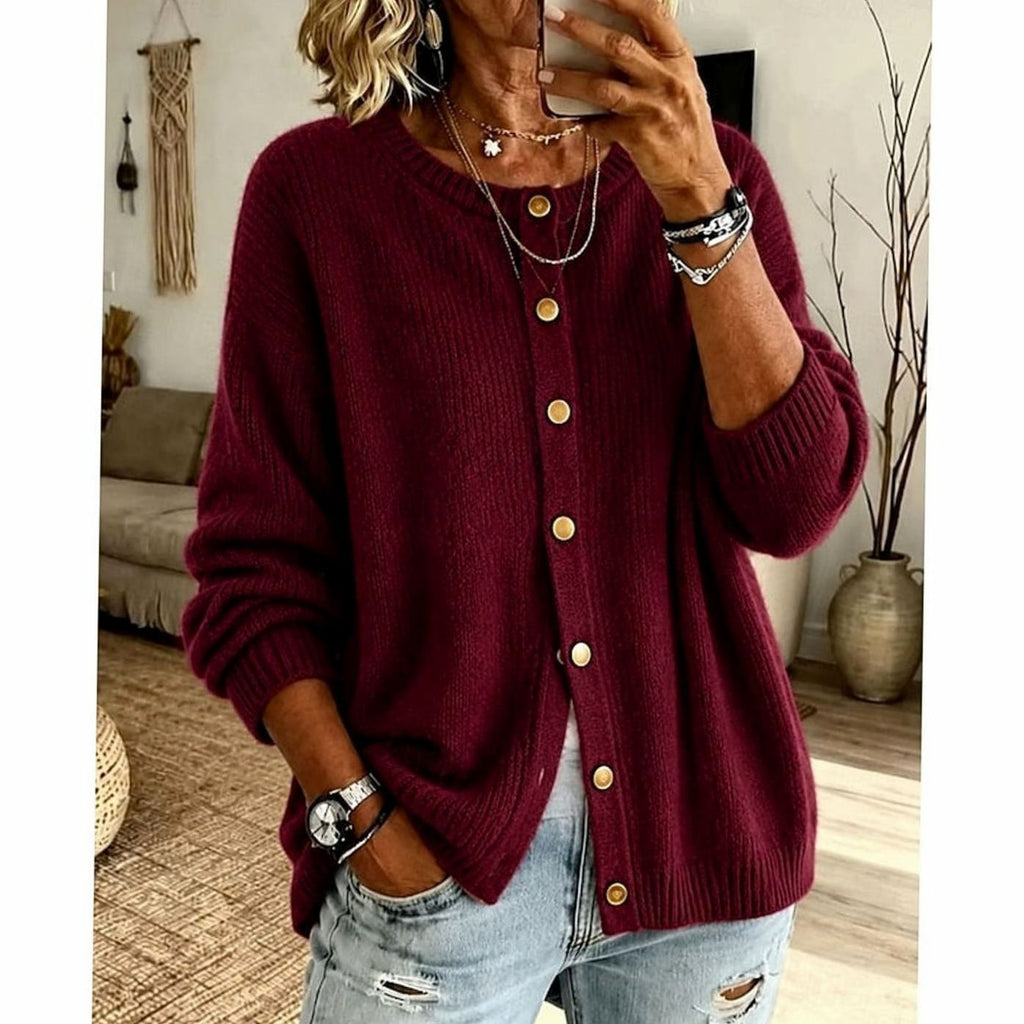 Sophia | Gilet tricoté à boutons devant pour femme, coupe décontractée