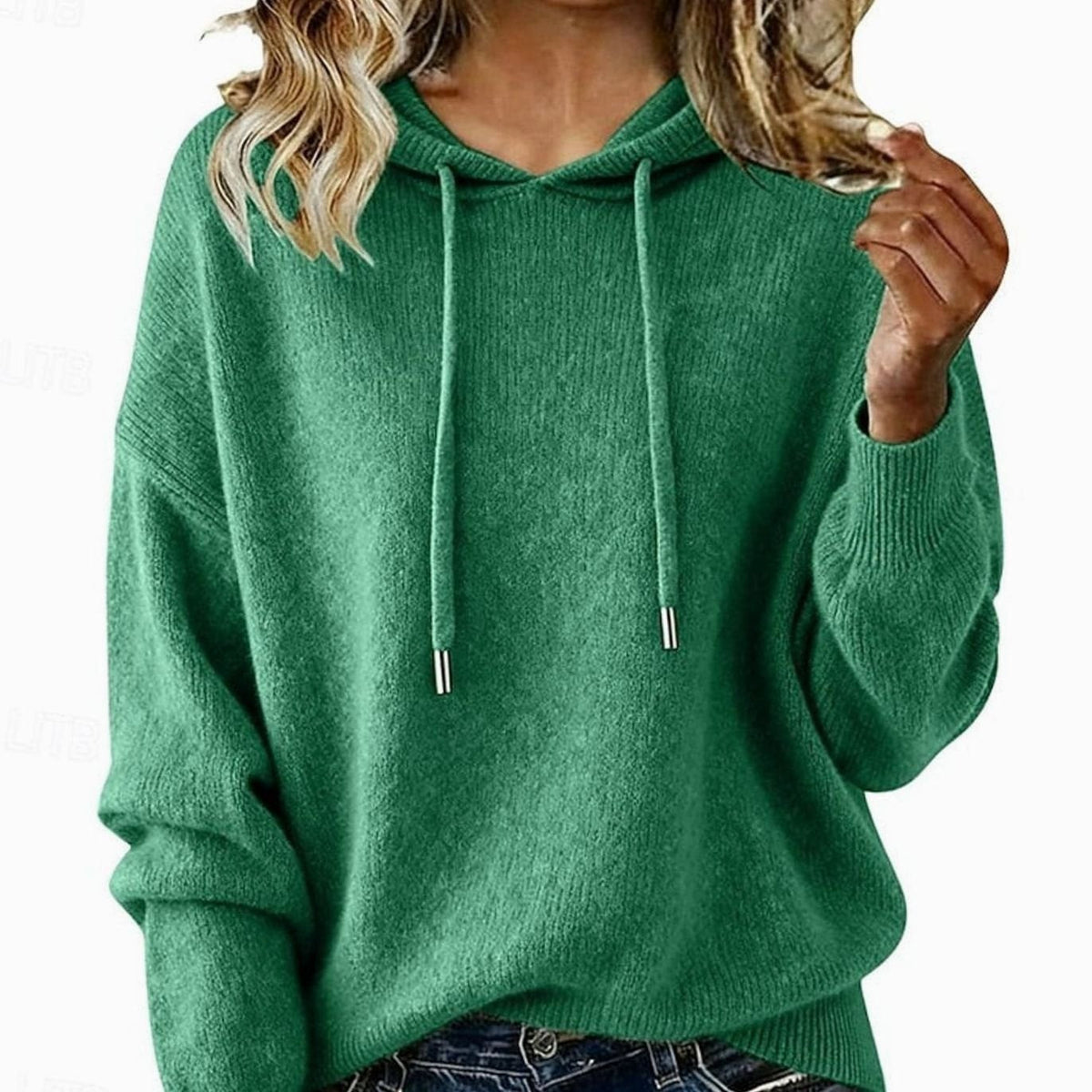 Olivia | Pull en tricot à capuche et à cordon de serrage pour femmes, coupe décontractée