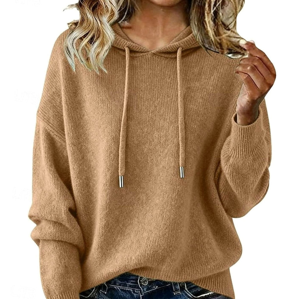 Olivia | Pull en tricot à capuche et à cordon de serrage pour femmes, coupe décontractée