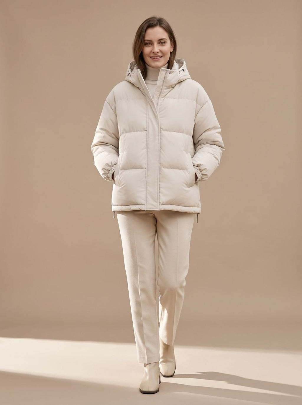 Aria | Veste d'hiver à capuche matelassée pour femmes, coupe décontractée et épaules tombantes