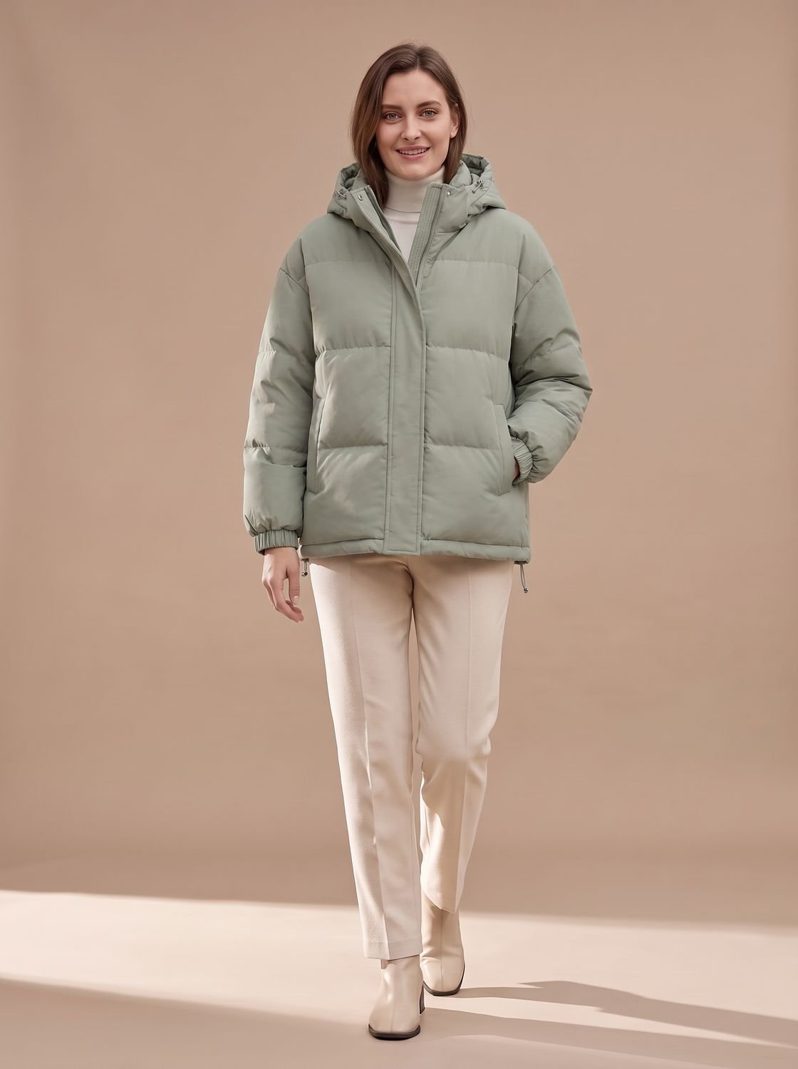 Aria | Veste d'hiver à capuche matelassée pour femmes, coupe décontractée et épaules tombantes