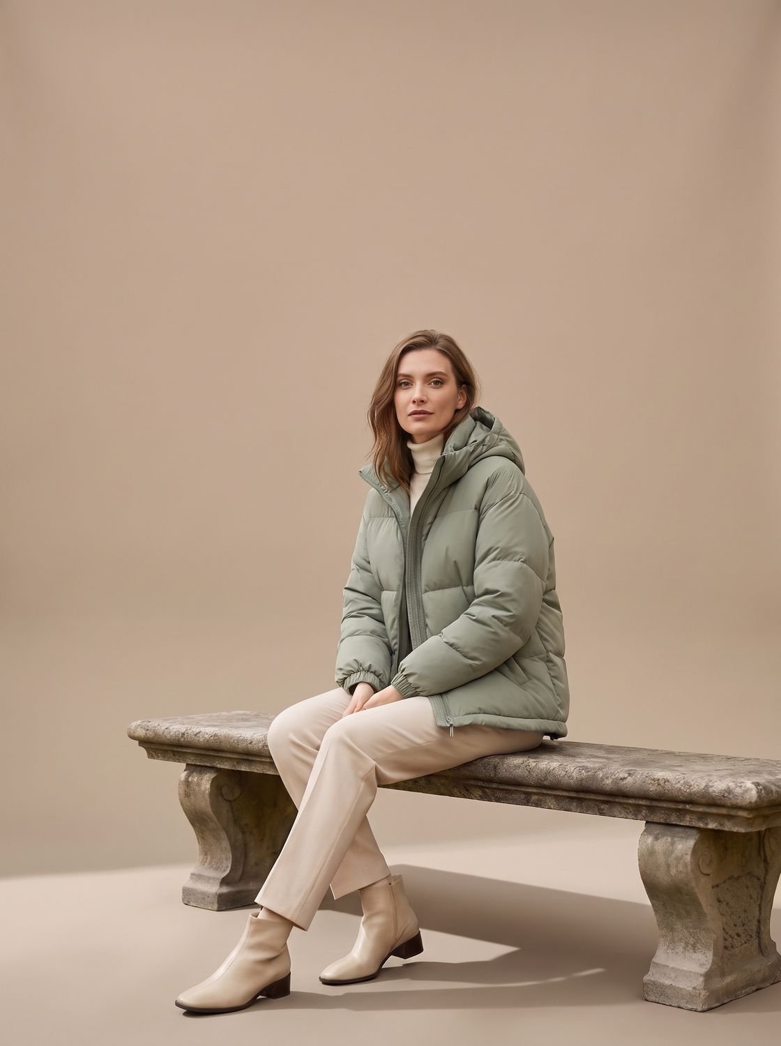 Aria | Veste d'hiver à capuche matelassée pour femmes, coupe décontractée et épaules tombantes
