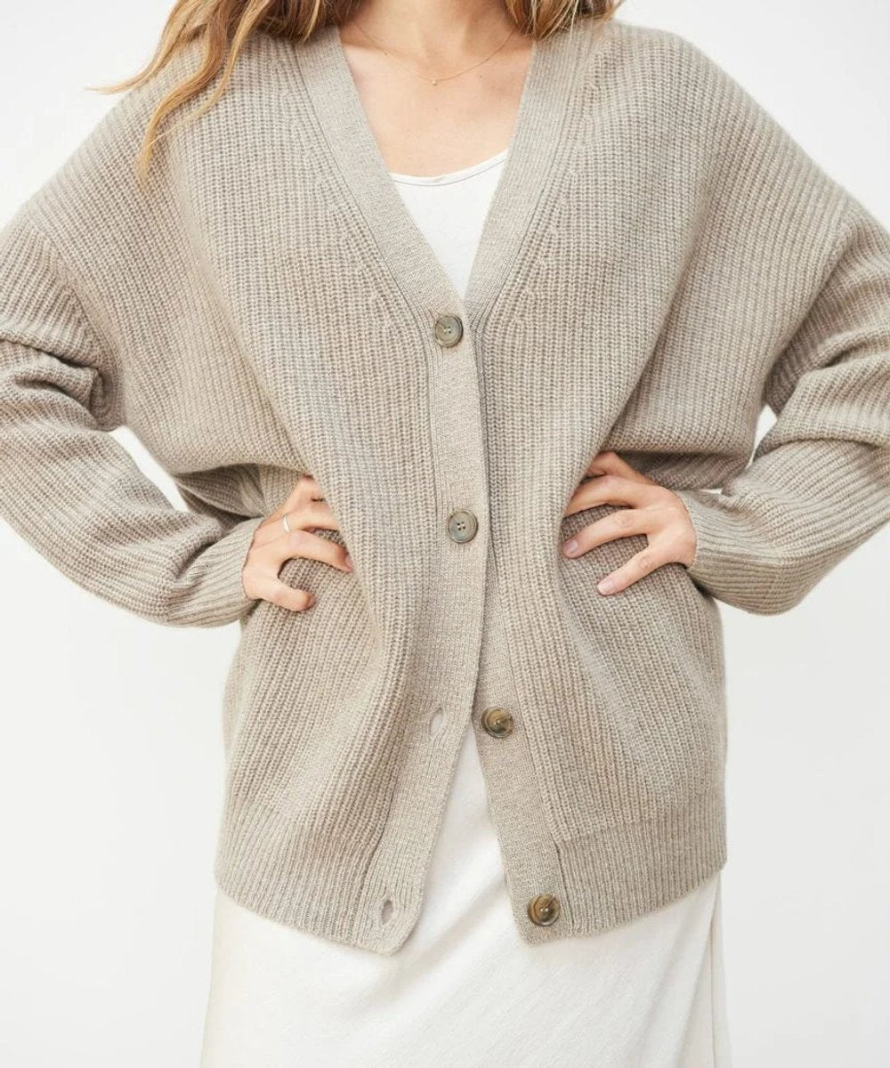 Ingrid - Gilet Tricoté V-Hals Oversize Élégant